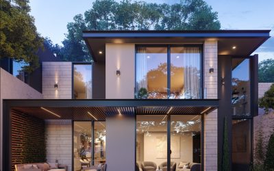 03, Exterior No3, CASA TIPO A, fachada posterior con pergola