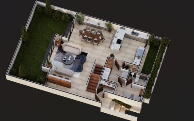 04, Axonometricas casa tipo A, primer nivel sin pergola