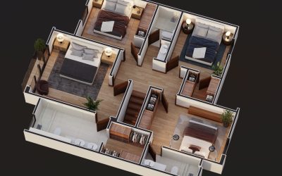 06, Axonometricas casa tipo A, segundo nivel, opcion dormitorio