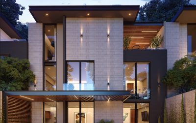 07, Exterior No7, CASA TIPO B, tres niveles, fachada posterior con pergola